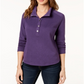 Karen Scott Blusa Feminina Gola Alta com Botões Frontais Roxa Tamanho Pequeno GG