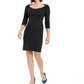Vestido Calvin Klein Feminino Manga 3/4 com Zíper, Decote Redondo Acima do Joelho, Preto, Tamanho 2