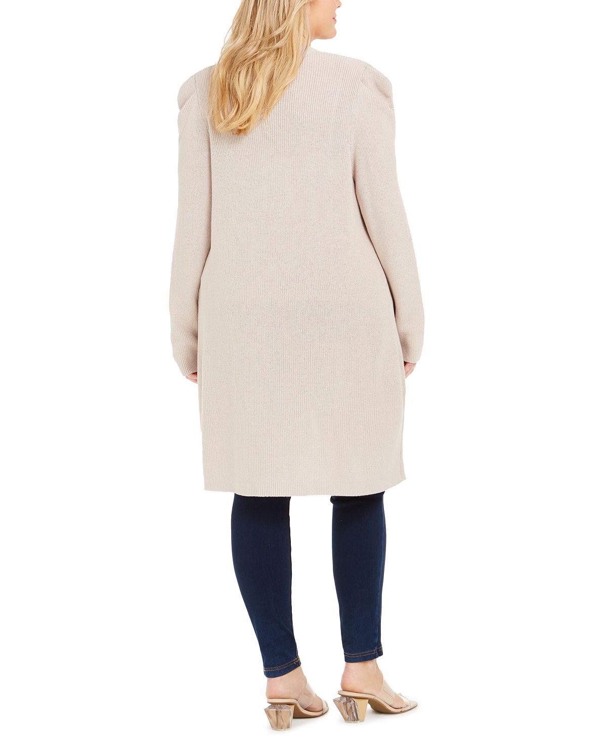 Cardigan feminino com manga bufante INC International Concepts, marrom, tamanho 2XL