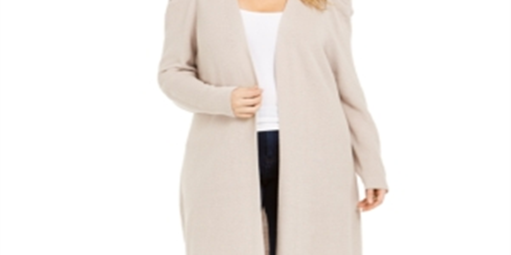 Cardigan feminino com manga bufante INC International Concepts, marrom, tamanho 2XL