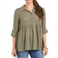 Camisa oversized feminina Style &amp; Co com mangas dobradas, verde, tamanho P