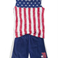 Conjunto de pijama com bandeira Max &amp; Olivia para meninos pequenos e grandes, 2 peças - Azul-marinho, tamanho GG