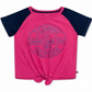 Camiseta Tommy Hilfiger Infantil para Menina com Estampa de Logotipo e Amarração Frontal Rosa Tamanho 3T