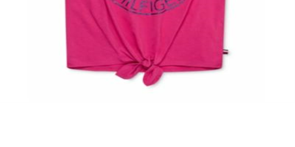 Camiseta Tommy Hilfiger Infantil para Menina com Estampa de Logotipo e Amarração Frontal Rosa Tamanho 3T