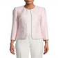Blazer feminino Anne Klein de tweed com frente aberta e sem gola, rosa, tamanho 4