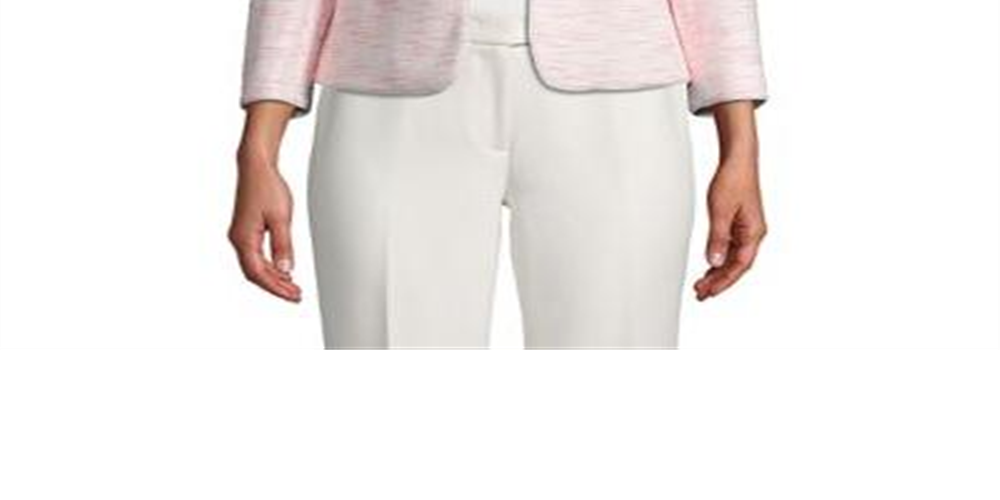 Blazer feminino Anne Klein de tweed com frente aberta e sem gola, rosa, tamanho 4