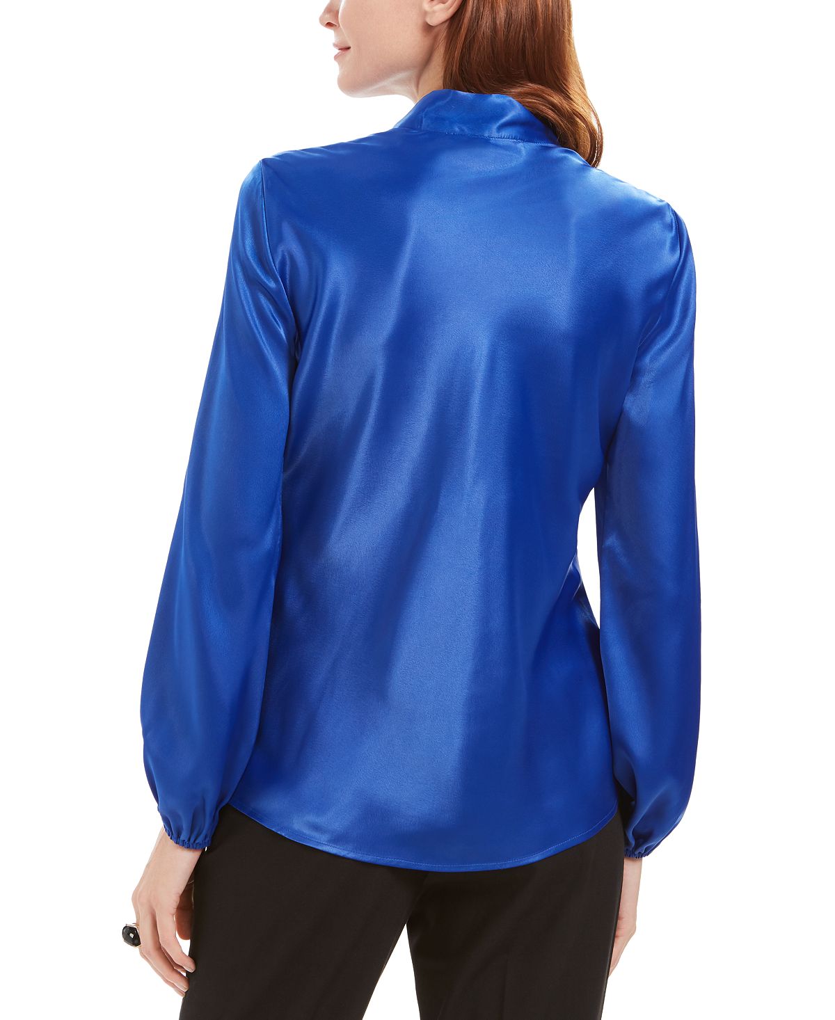 Blusa feminina Kasper com decote em V azul tamanho pequeno extragrande
