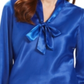 Blusa feminina Kasper com decote em V azul tamanho pequeno extragrande