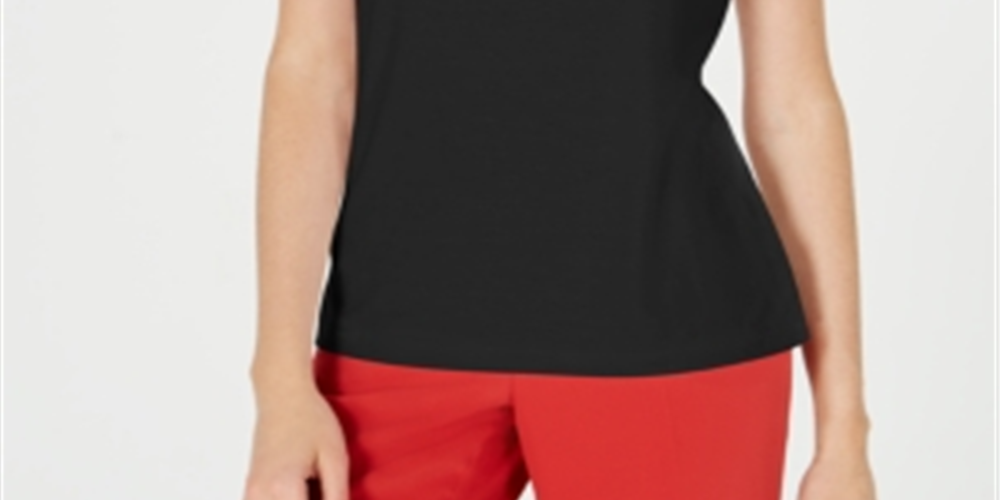 Blusa feminina Bar III com amarração e manga curta, preta, tamanho P