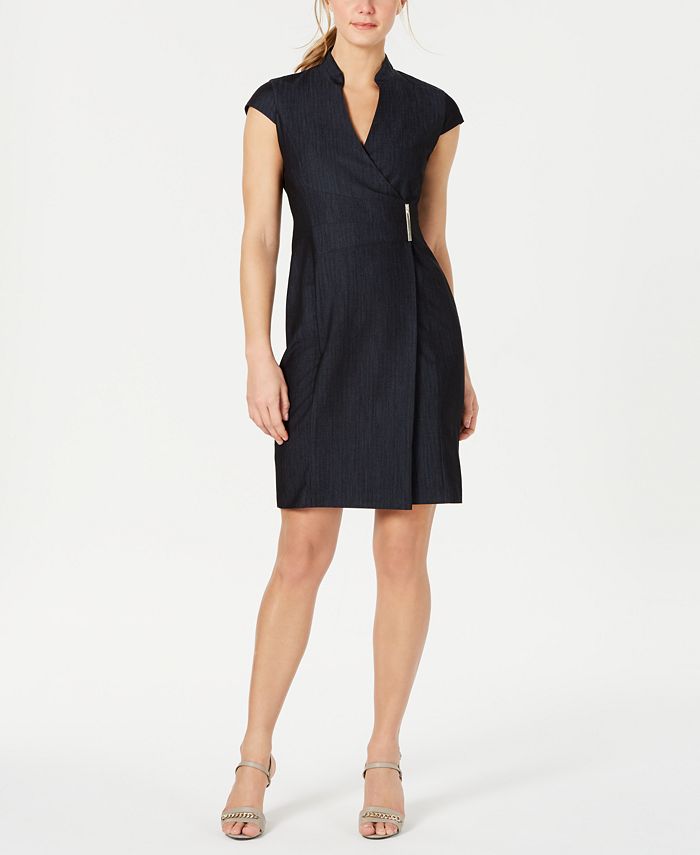 Vestido Calvin Klein Feminino Manga Curta Acima do Joelho Azul Tamanho 8