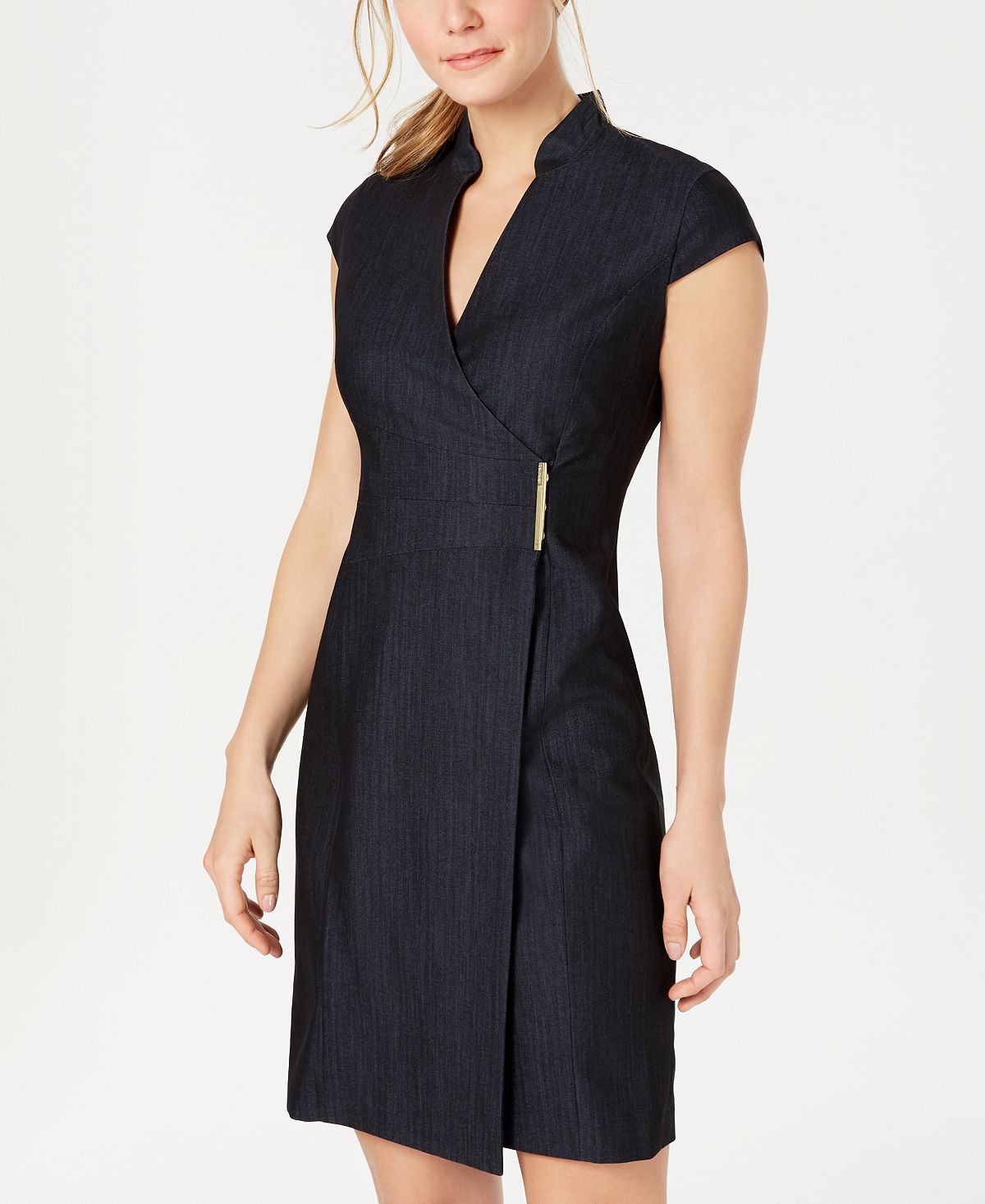Vestido Calvin Klein Feminino Manga Curta Acima do Joelho Azul Tamanho 8