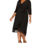 Vestido de coquetel feminino Love Squared Plus Size com acabamento em renda e mangas longas, preto, tamanho 2XL