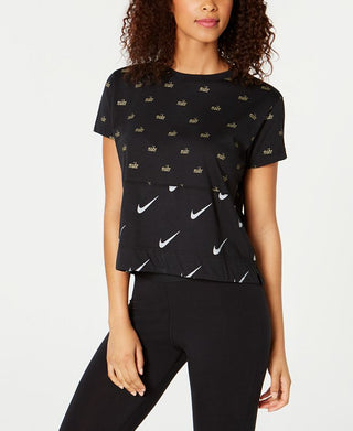 Metallic Short Sleeve Tee Black Size Small