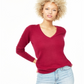 Suéter de cashmere feminino com decote em V Charter Club, rosa, tamanho extragrande