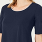 Túnica feminina JM Collection com manga trançada, azul, tamanho pequeno P