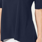 Túnica feminina JM Collection com manga trançada, azul, tamanho pequeno P