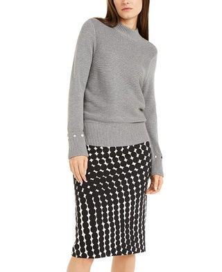 Alfani Pulôver Feminino de Malha com Gola Alta Cinza Tamanho GG