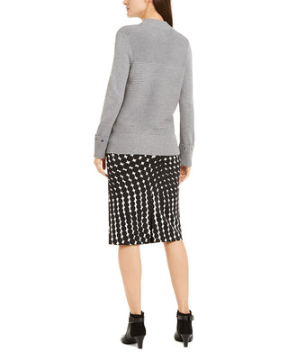 Alfani Pulôver Feminino de Malha com Gola Alta Cinza Tamanho GG