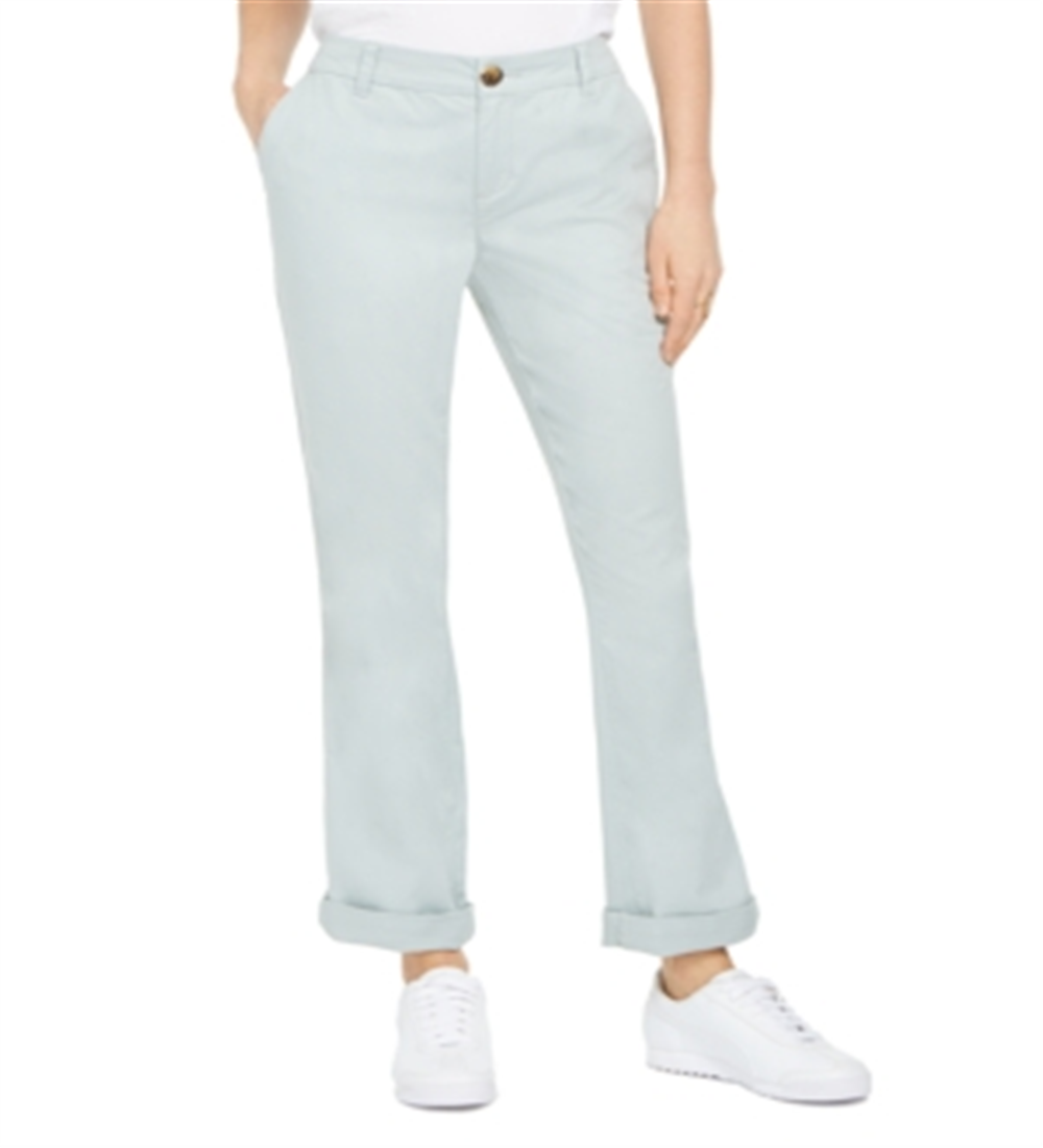 Calça Chino Bootcut de Algodão Feminina Style &amp; Co Azul Tamanho 8