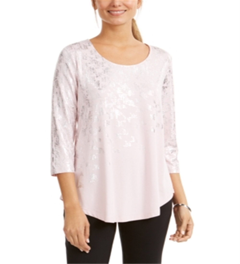 Camiseta estampada feminina JM Collection rosa tamanho 2XL
