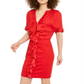 INC Vestido curto de festa feminino com babados e manga dolman, decote em V, vermelho, tamanho 2XL