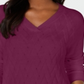 Camiseta feminina Karen Scott de manga comprida e gola V, roxa, tamanho XS