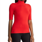Ralph Lauren Feminino Willa Jersey Manga Cotovelo Gola Alta Blusa Vermelha Tamanho Médio