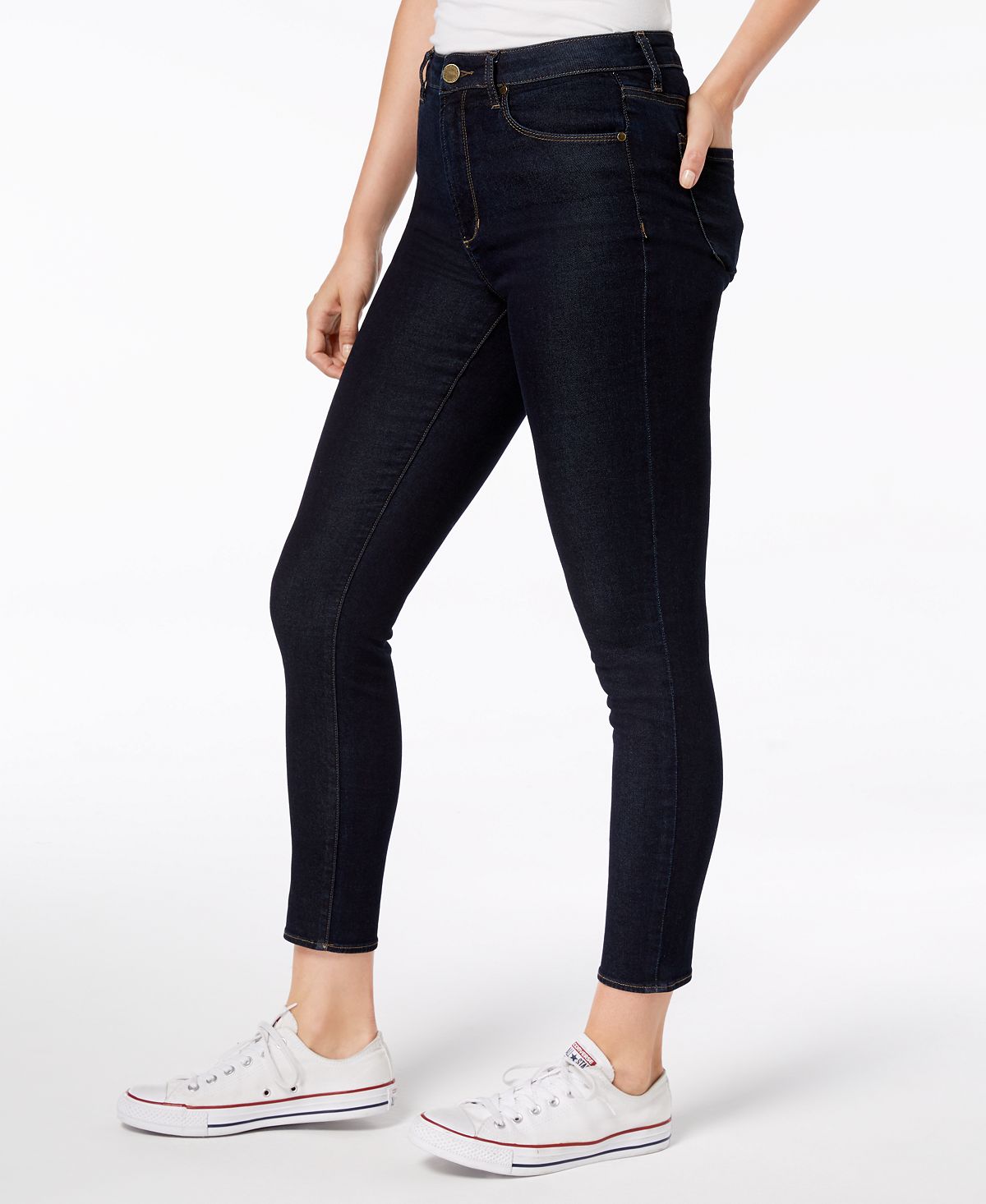 Calça jeans skinny feminina Heather de cintura alta, azul, tamanho 25