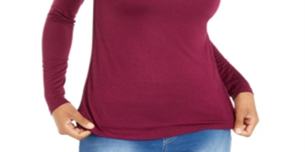 Blusa feminina Thalia Sodi com decote torcido, roxa, tamanho GG