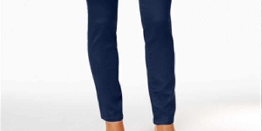 Calça skinny feminina de cintura média rosa celebridade azul tamanho 7