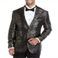 Paletó masculino jacquard slim fit dois botões preto 46