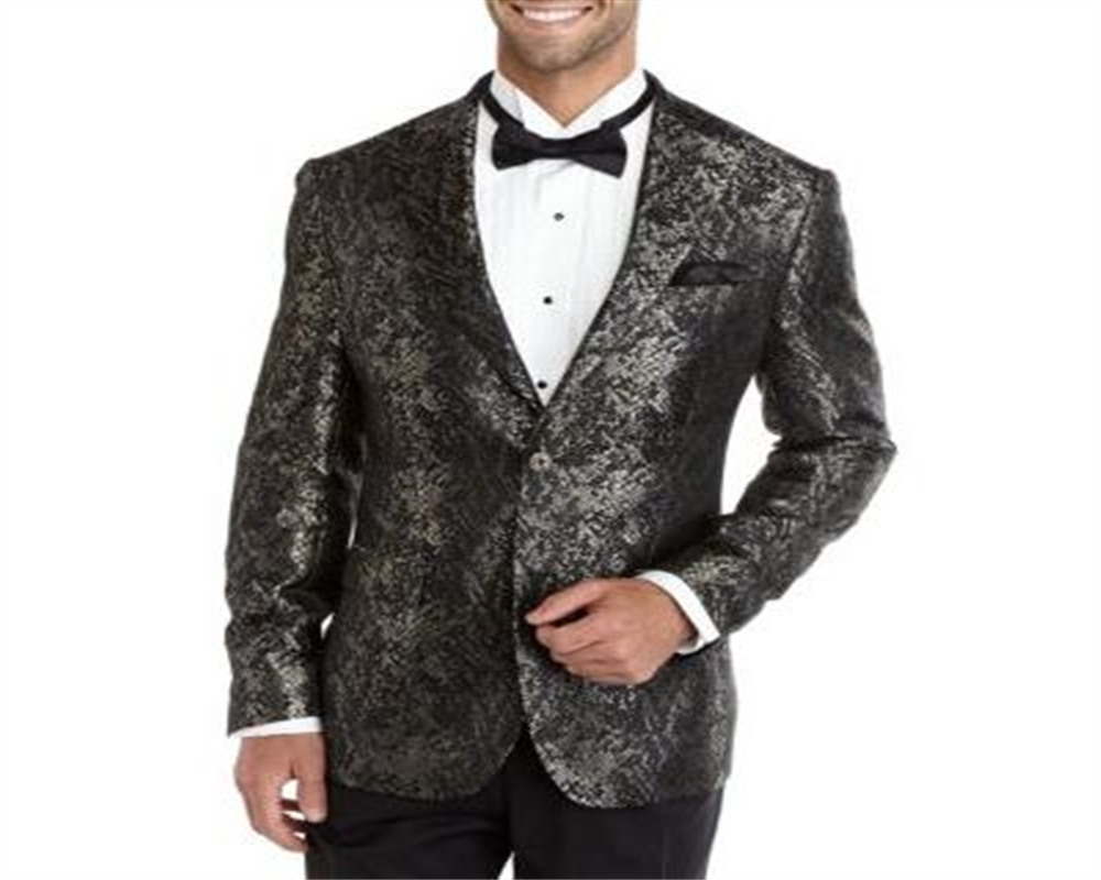 Paletó masculino jacquard slim fit dois botões preto 46