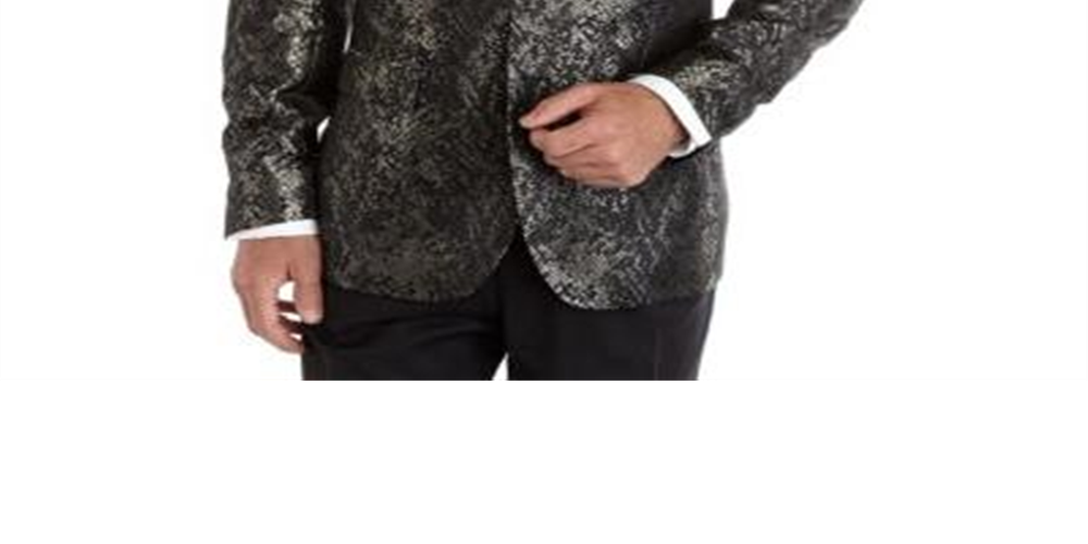 Paletó masculino jacquard slim fit dois botões preto 46