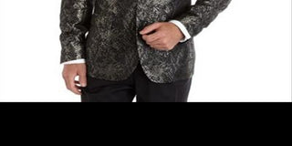 Paletó masculino jacquard slim fit dois botões preto 46