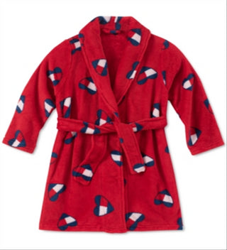 Tommy Hilfiger Toddler Little &amp; Big Girl's Heart Flag Print Plush Robe Vermelho Tamanho 2T-3T