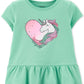 Camiseta infantil Carter's Unicórnio Peplum de algodão para meninas, tamanho 4T, verde