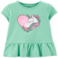 Camiseta infantil Carter's Unicórnio Peplum de algodão para meninas, tamanho 4T, verde