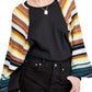 Suéter texturizado listrado feminino Free People, tamanho médio, bege