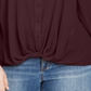 Camisa feminina plus size com frente torcida da INC International Concepts, roxa, tamanho 4X