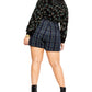 City Chic Short-saia xadrez plus size feminino da moda, azul marinho, tamanho 18W