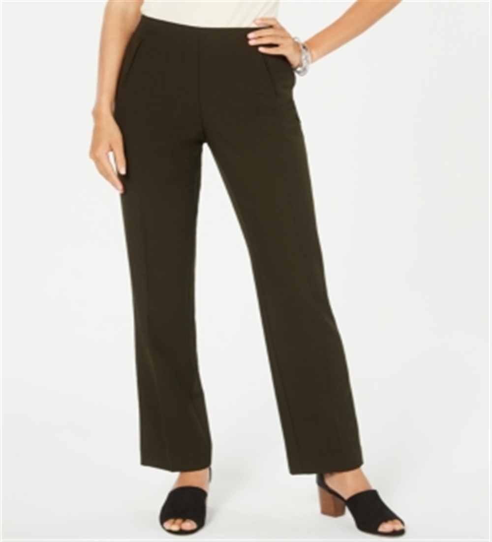Calça feminina estilo &amp; co com controle de barriga, perna reta, verde, tamanho 12