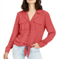 Camisa utilitária feminina com amarração frontal da INC International Concepts, tamanho laranja, pequena e grande