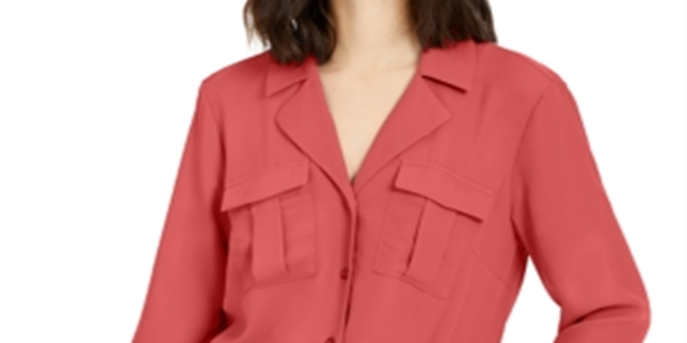 Camisa utilitária feminina com amarração frontal da INC International Concepts, tamanho laranja, pequena e grande