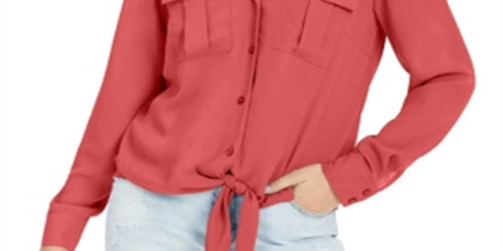 Camisa utilitária feminina com amarração frontal da INC International Concepts, tamanho laranja, pequena e grande