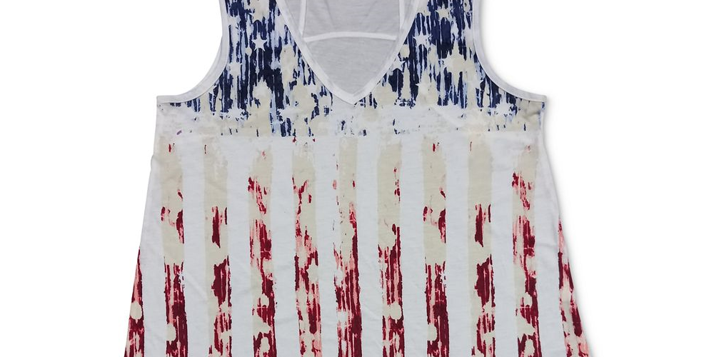 Regata feminina com estampa de bandeira da Style &amp; Co, branca, tamanho médio