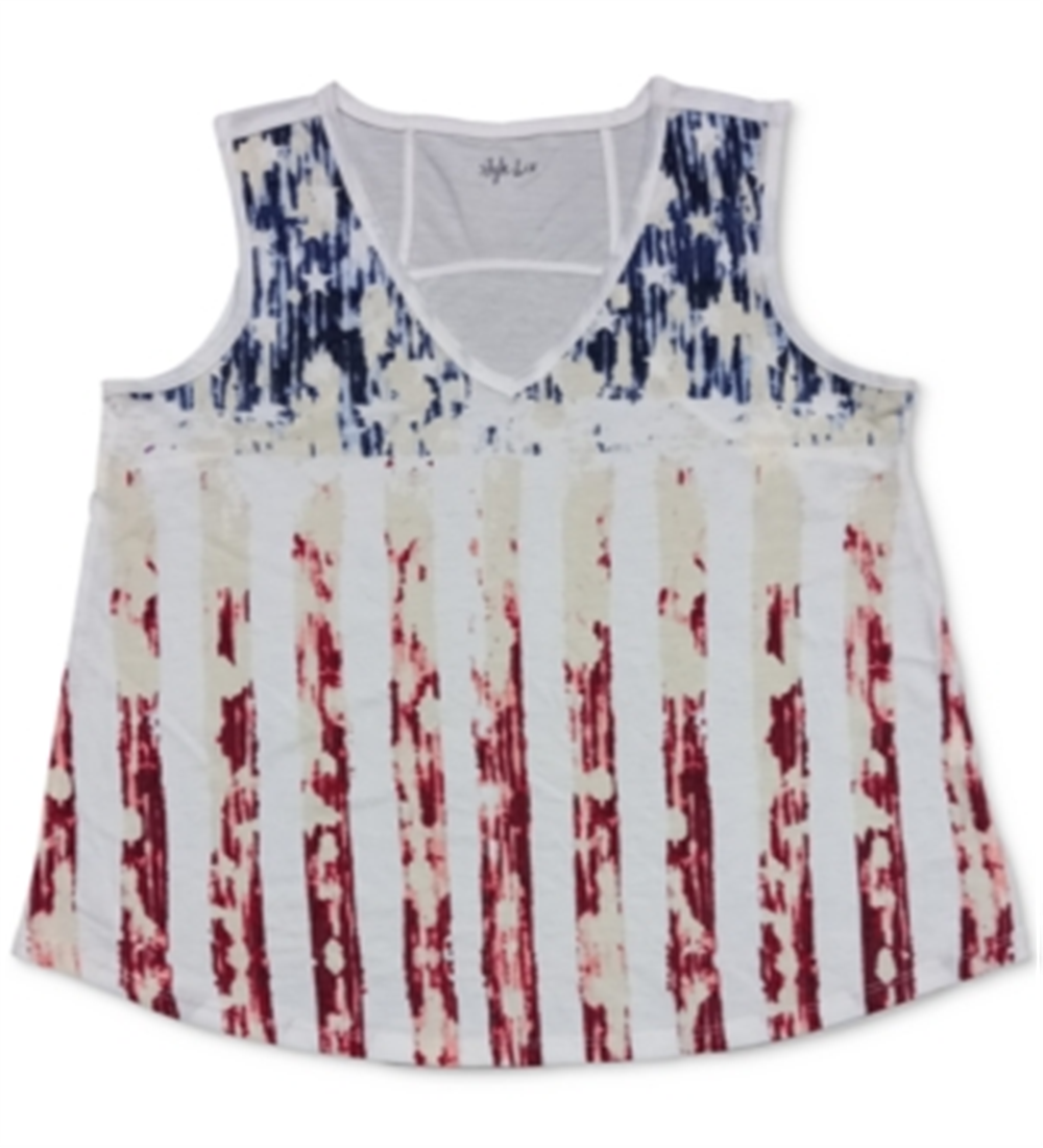 Regata feminina com estampa de bandeira da Style &amp; Co, branca, tamanho médio