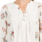 Top floral feminino com cadarço Style &amp; Co, branco, tamanho grande
