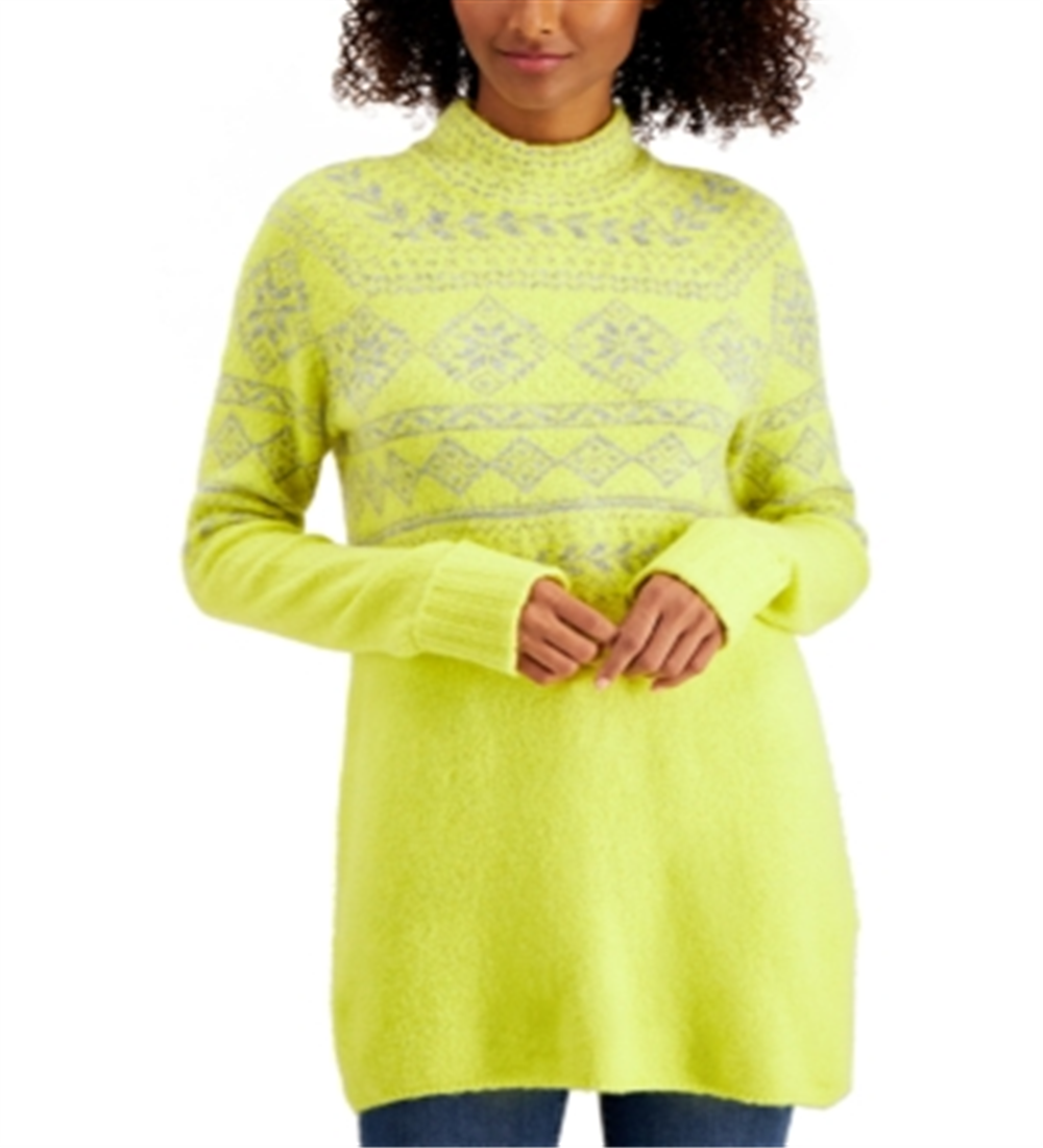 Suéter túnica feminino Fair Isle da Style &amp; Co, amarelo, tamanho grande