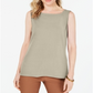 Charter Club Blusa feminina sem mangas com decote canoa, marrom, tamanho médio