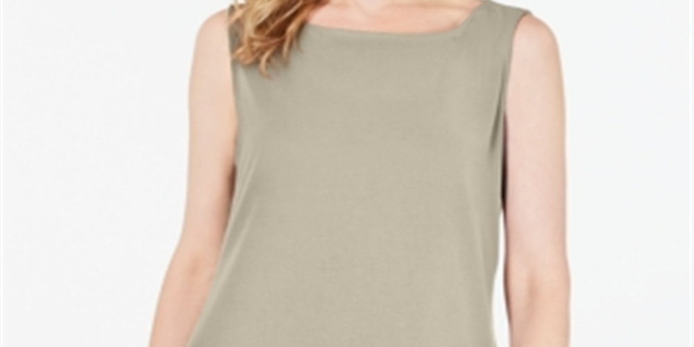 Charter Club Blusa feminina sem mangas com decote canoa, marrom, tamanho médio